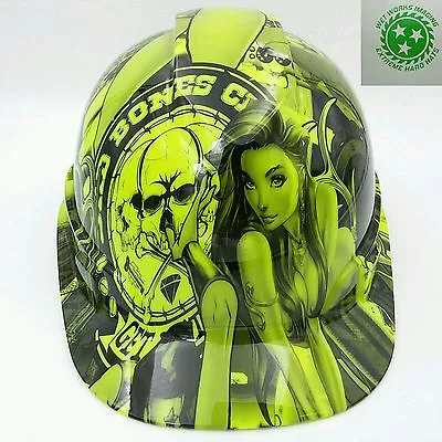 $44.99 • Buy Hard Hat Custom Hydro Dipped , OSHA Approved BAD BONES CLUB LIME GREEN
