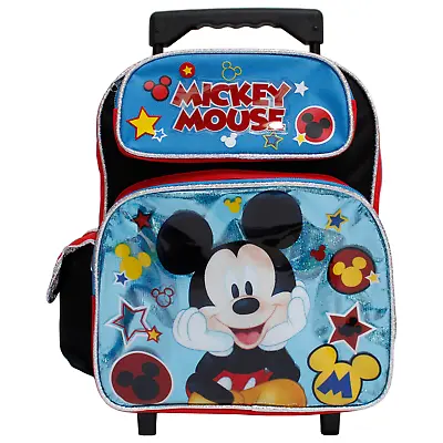Disney Mickey Mouse Black & Shiny Blue Small 12  Rolling Backpack • $34.99