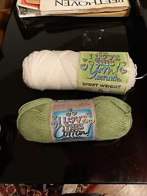 2 Skeins Yarn White I Love This Yarn & Green I Love This Cotton • $7.50