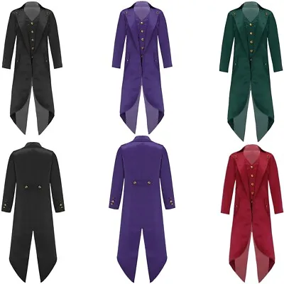Kids Steampunk Jacket Gothic Tailcoat Costume Tuxedo Renaissance Halloween Coats • $5.51