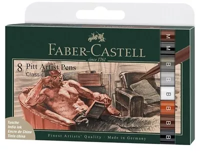 Faber-Castell PITT Artist Pen Brush India Ink Pen - Wallet Of 8 - 161772 • $16.50