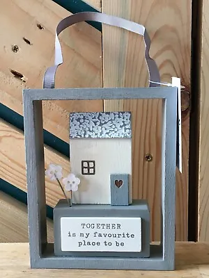 £10 • Buy NEW NEXT Grey & White Wooden House “Together” Home Wall Hanging Sign SHABBY CUTE