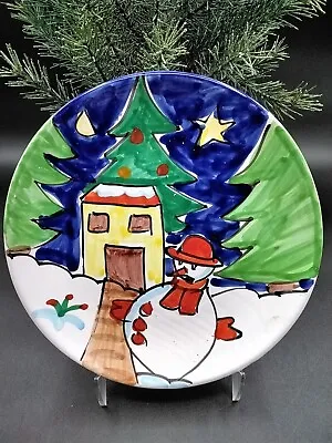 La Musa? Italy Italian Pottery Snowman Small Plate Christmas Holiday Winter 8  • $17