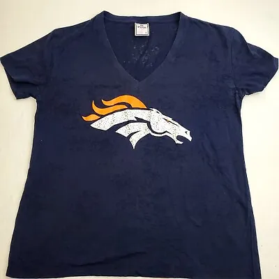 VS PINK Licensed Collection Denver Broncos T-shirt Women's M Sequins Blue • $10.99