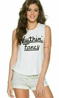 Bandit Brand Women's Cotton White Casual Nuthin Fancy Muscle Tee Tank Top  • $17.99