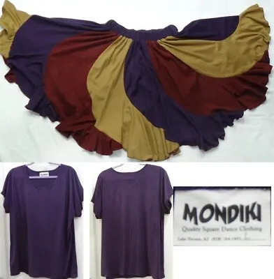 #204 Square Dance Skirt & Blouse TWO Piece Set Purple Gold Maroon Very Soft • $44.95