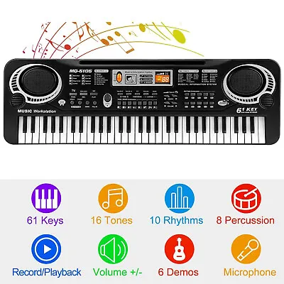 Kids 61 Keys Digital Electronic Piano Keyboard Musical Instrument W/ Microphone • $21.52