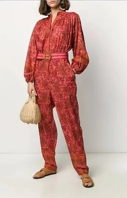 ZIMMERMANN  Edie Belted Floral Jumpsuit Boiler Suit Paisley Designer Boho Size 0 • $369