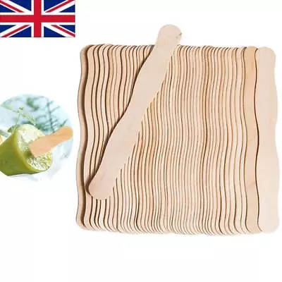 50xPopsicle Sticks Natural Wood Craft Sticks Ice Cream Sticks Wooden Fan Handles • £9.30