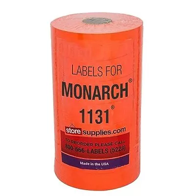 Fluorescent Red Pricing Labels To Fit Monarch 1131 Pricers. 8 Rolls With 1 Fr... • $28.42