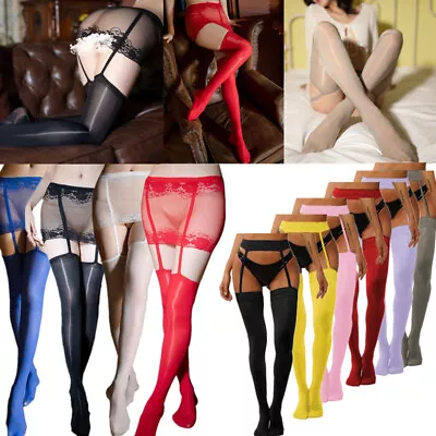 Womens Garter Belt Thigh High Stockings Skirted With Tights Suspender Pantyhose • $6.15