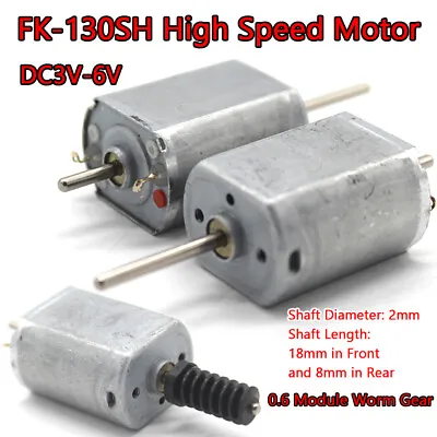 Mini FK-130SH DC 3V-6V High Speed Motor 2mm Dual Shaft 0.6 Module Worm Gear • $38.83