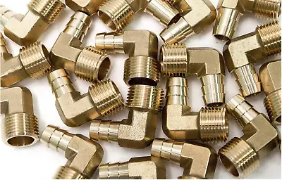 5 Pack 90 Degree Elbow Brass Barb Fitting 1/2 ID Hose X 1/2-Inch Male NPT Air • $19.99