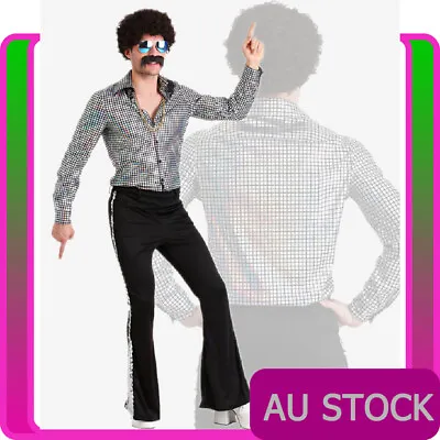 Mens 60s 70s Retro Hippie Hippy Costume Groovy Party 1970s Disco Dancer Dance • $44.64