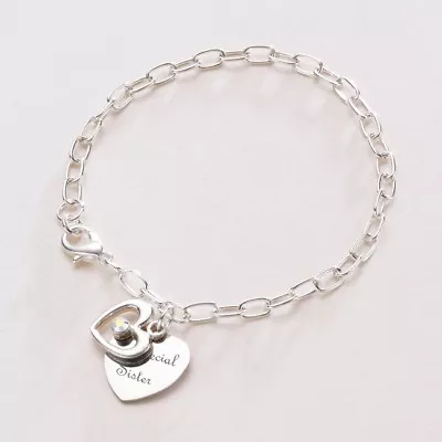 Engraved Heart Charm Bracelet Free Engraving Engraved Gift For Women Or Girls • £18.99