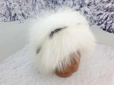 White Arctic Fox Fur Winter Hat Snow Trapper Hat • $165.68