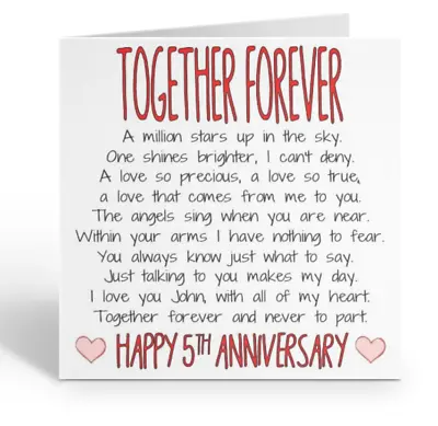 £3.35 • Buy Personalised Husband Wife Happy Anniversary Card Love 1st 3rd 5th 10th 15th 25th