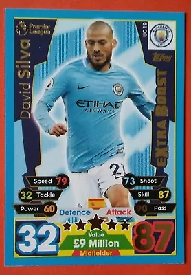 Match Attax Extra 2017/8 Extra Boost Card - David Silva Of Manchester City • £0.90