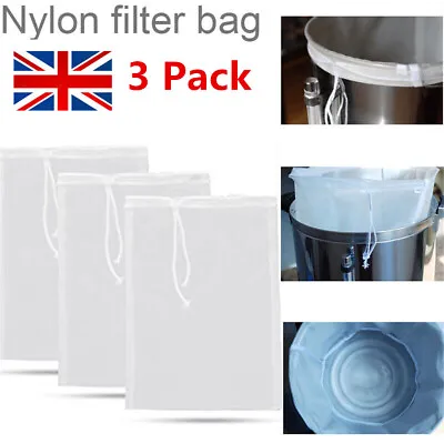 Reusable Nylon Fine Mesh Wine Strainer Coffee Filter Cheese Cloth Nut Milk Bag • £3.76