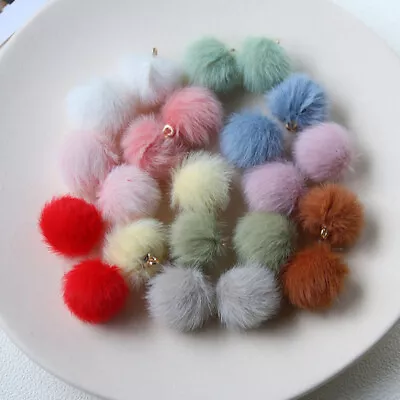  30 Pcs DIY Charms Material Key Chain Accesorios Plush Yarn Ball Pompom • £7.88