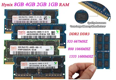 £6.83 • Buy Lot Hynix 8G 4G 2G 1G PC3/2 DDR2/3 667 800 1066 1600 SODIMM Laptop Memory RAM #@