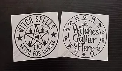 Witches Spells & Witches Gathers Here Vinyl Decal Sticker Pagan Witchcraft Car • £2.80