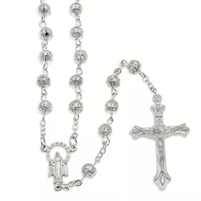 Filigree Beads Silver Finish Rosary • $14.95