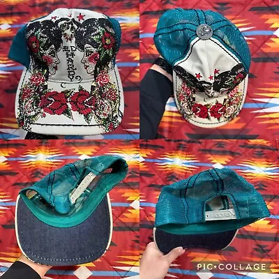 Vintage Y2K Ed Hardy Rhinestone SnapBack Trucker Hat Cap Bedazzled • $35