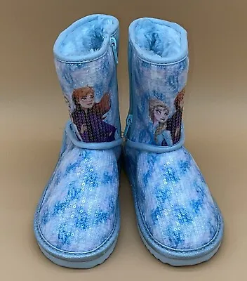 Disney Frozen Anna Elsa Little Girl Blue Boots Shoes Size 12 • $23.99