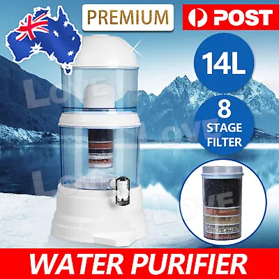 14L Benchtop 8 Stage Water Filter - Ceramic Carbon Mineral Stone Silica Purifier • $38.45
