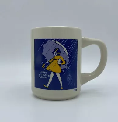Morton Salt Girl Mug Coffee Tea Logo Advertising Cup 1968 Blue When It Rains • $7