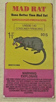 Vintage MAD RAT Firecracker Pack Label   L@@K! • $7.95