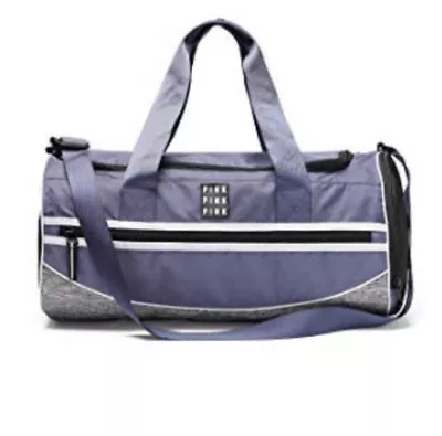 New Victoria's Secret VS PINK Duffle Sport Gym Bag Blue Blueberry White Logo NWT • $34.95