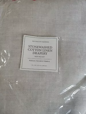 New Restoration Hardware Stone1 Panel Stonewashed Cotton Linen Drapes 50-96  • $79