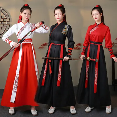 Women Men Ancient Chinese Embroidered Hanfu Dress Oriental Outfit Garment Retro • $37.89