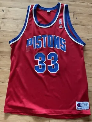 $20.79 • Buy Vintage Pistons Grant Hill # 33 Champion Jersey Size 48 Large
