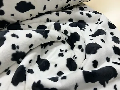 Cow Print Sherpa Fleece Double Sided Fabric 150cm Wide Blankets Throws Pet Beds • £12.99