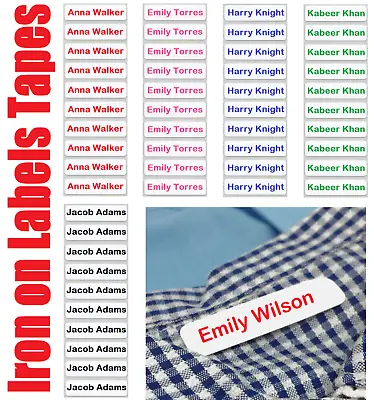 25 Printed Iron-On Name Tag Tapes Custom Labels School Clothes Personalised Kid • £3.39