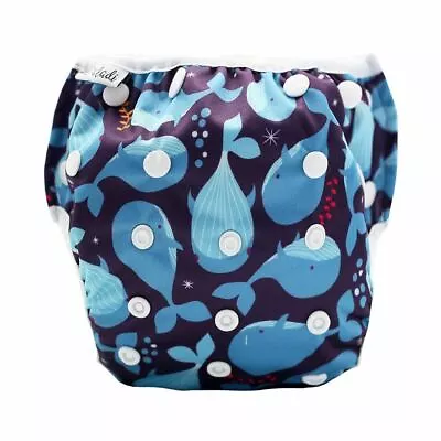 Reusable Swim Nappy Pant Diaper Newborn Baby Toddler Swimming Unisex Boy Whales • £10.41