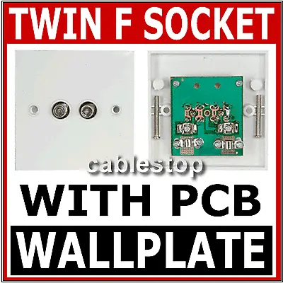 White Twin Satellite F Type Wall Plate Faceplate Socket Connector Sky Outlet Pcb • £4.95