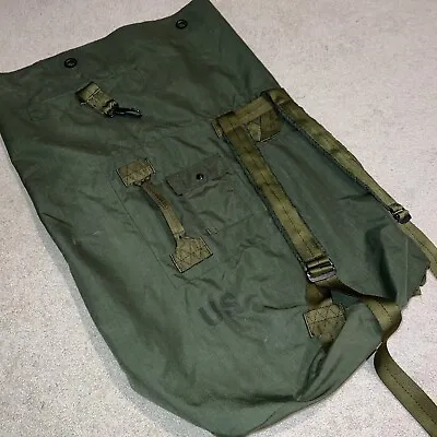 US Military Duffel Bag Vintage Green Cotton Canvas Large Backpack (Clean) • $29.95