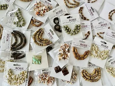 Job Lot 35 Packs Natural Beads Wood Shells Coconut Goodie Bags Crafts Jewellery • £14.99