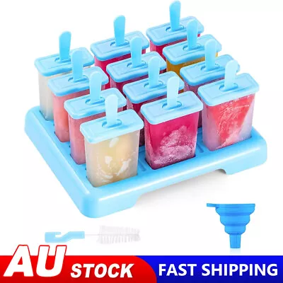 12Cells Block Moulds Ice Cream Mold Icy Pole Jelly Pop Popsicle Maker Mould Tray • $16.99