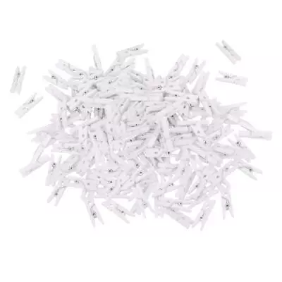 100 Pieces White Mini Wooden Clothes Photo Paper Peg Clothespin Craft Clips • £6.06