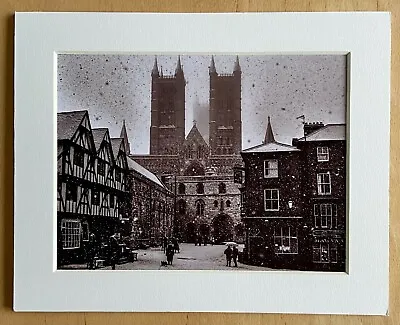 £9 • Buy 181120 R - Lincoln Cathedral Quarter Winter Scene - Photo Print With White Mount