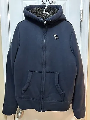 Vintage Abercrombie & Fitch Men’s Hooded Wolf Jaw Jacket XL Zip Heavy Faux Fur • $99.99