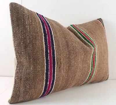 $25.65 • Buy Decorative Handmade Turkish Kilim Lumbar Pillow Cover 12x20 Kilim Sofa Cushion