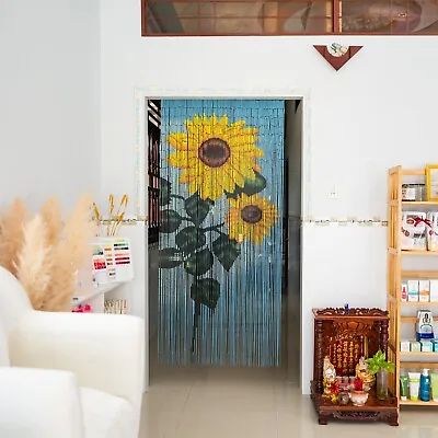 Sunflower- Bamboo Beaded Curtain For Doorway Closet Window Hanging Room Divider • $53.99