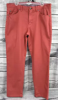 PETER MILLAR ULTIMATE SATEEN FIVE POCKET GOLF PANTS Mens Size 35 X 30 RED / PINK • $27.99