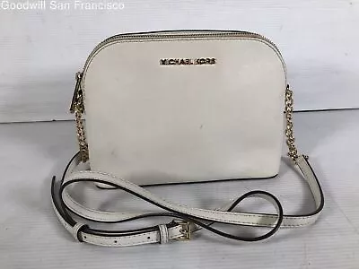 Michael Kors Womens White Leather Adjustable Chain Strap Small Crossbody Bag • $19.99